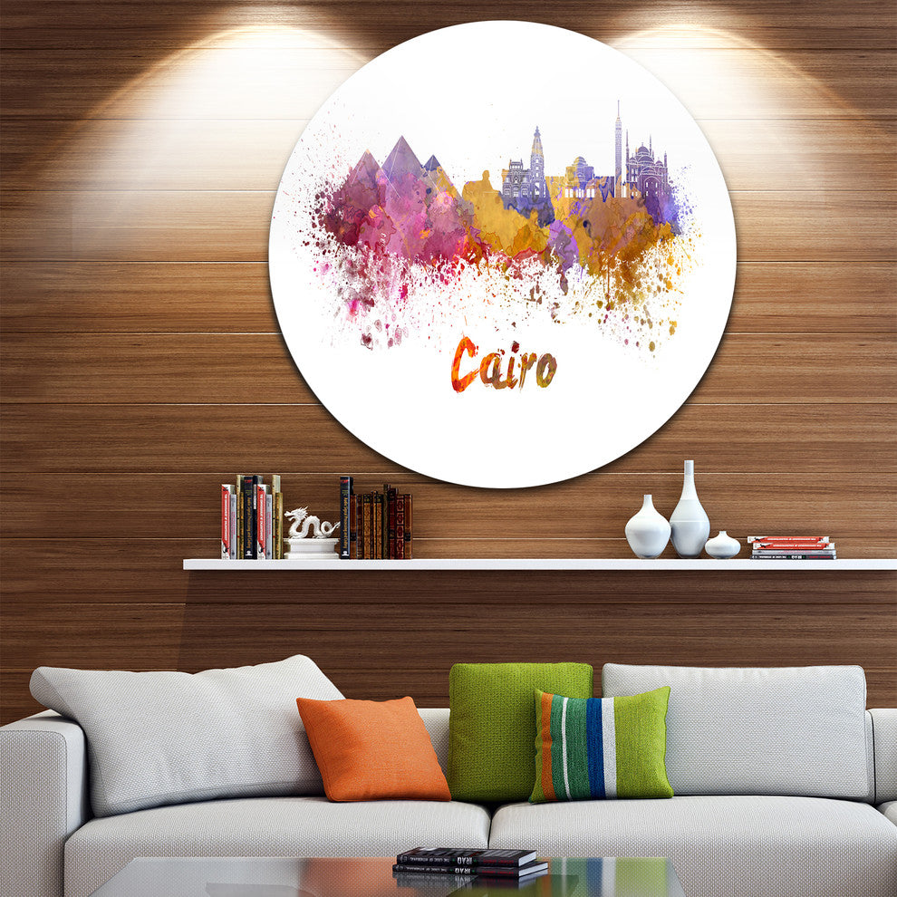 Cairo Skyline, Cityscape Round Metal Wall Art, 11"