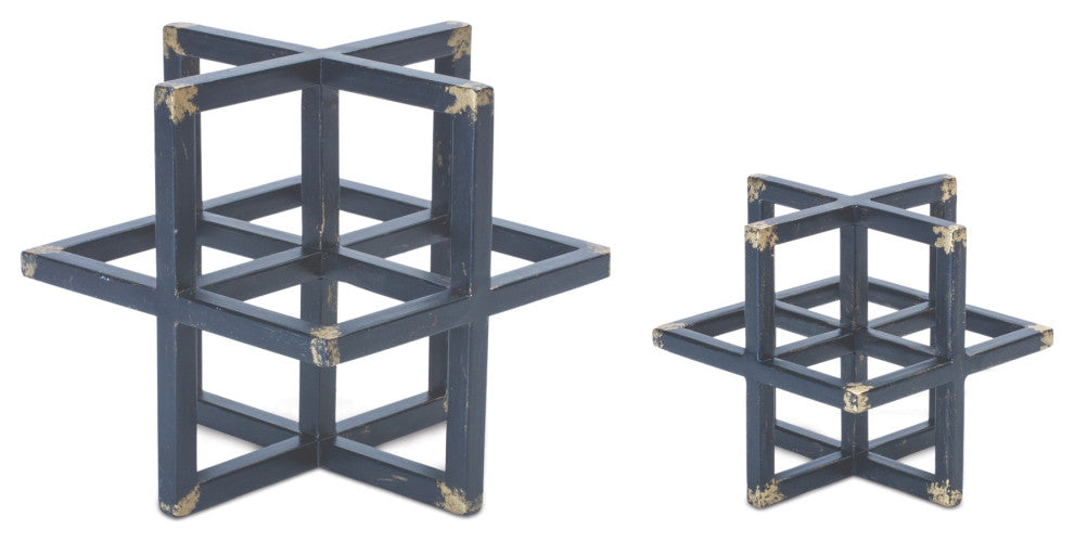 Modern Metal Star Sculpture, 2-Piece Set