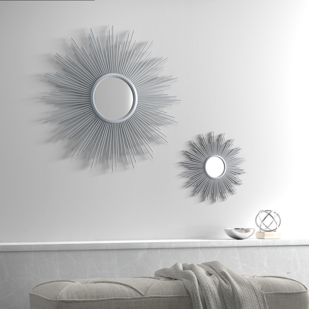 Madison Park Fiore Sunburst Wall Decor Mirror 29.5"D, Silver, Large