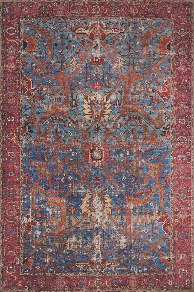 Blue Red Loren LQ-10 Printed Area Rug by Loloi, 7'6"x9'6"