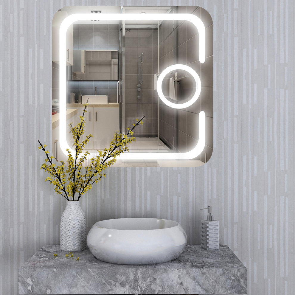 Vanity Art LED Lighted Bathroom Mirror With Touch Sensor and Magnifying Glass
