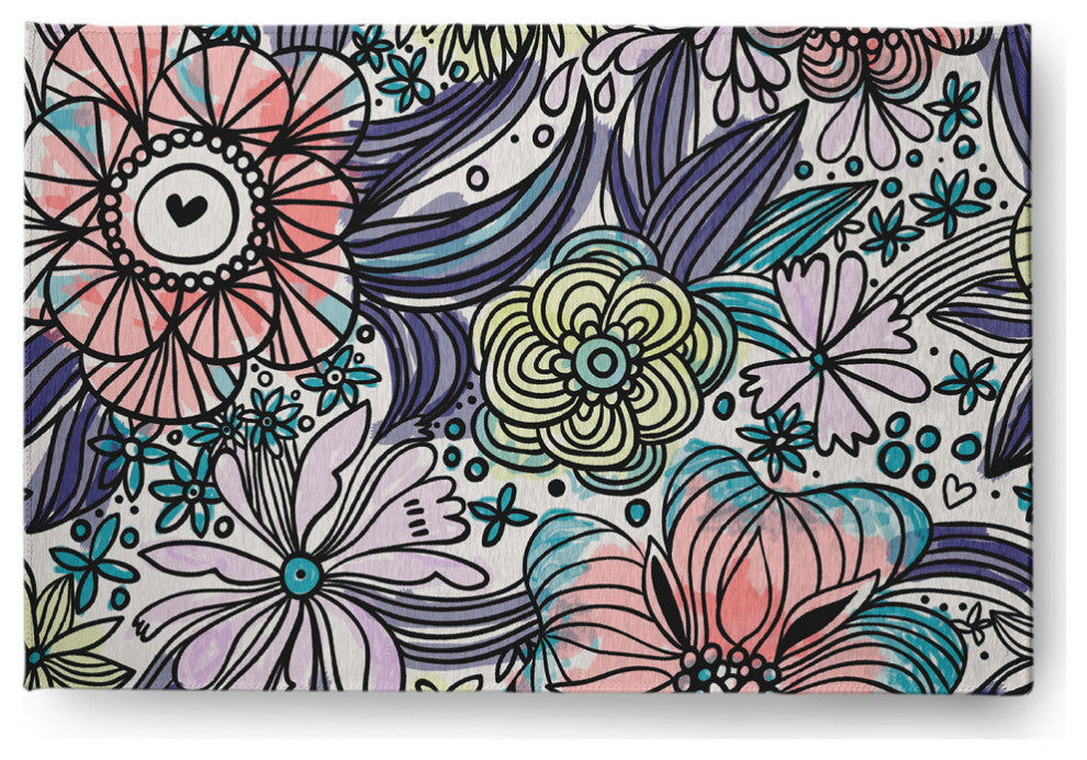 Flower Melange Spring Chenille Rug, Explorer Blue, 4'x6'