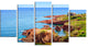 Esterel Rocks Beach Coast, Landscape Canvas Art Print, 60"x32", 5 Panels