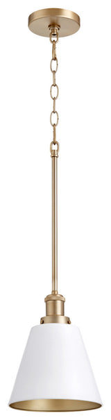 Transitional Pendant in Studio White with Aged Brass