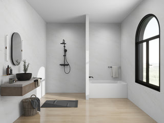 Vanity Art Alcove Soaking Acrylic Bathtub, White/Brushed Nickel, 54"x32", Left