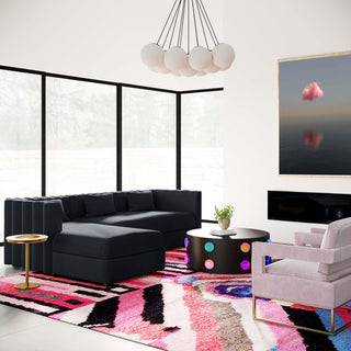 Callie Velvet Sectional, Black, Laf