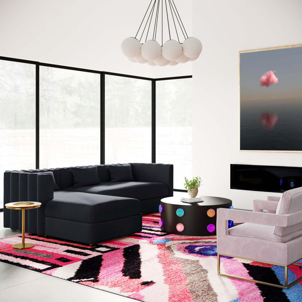 Callie Velvet Sectional, Black, Laf