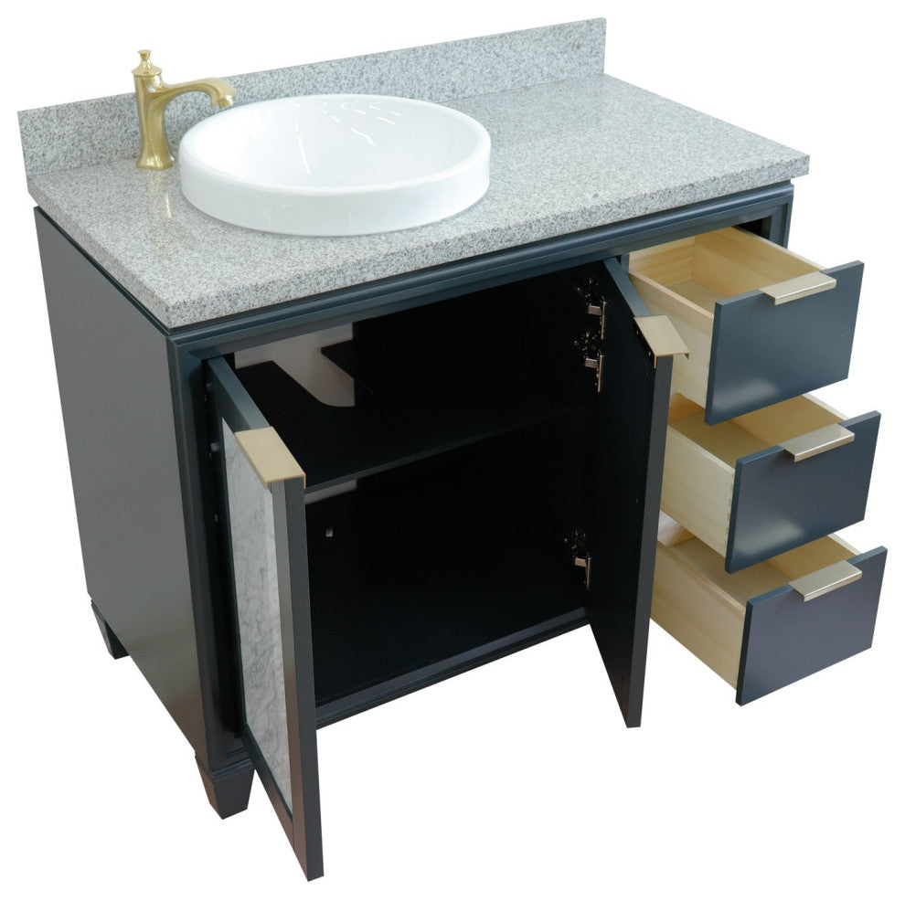 43" Single Vanity, Dark Gray Finish With Gray Granite