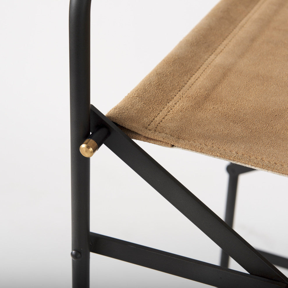 Direttore Light Brown Genuine Leather Seat with Black Metal Frame Bar Stool