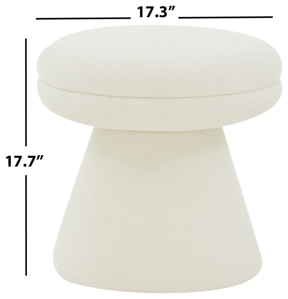 Safavieh Couture Gisella Boucle Ottoman, Ivory