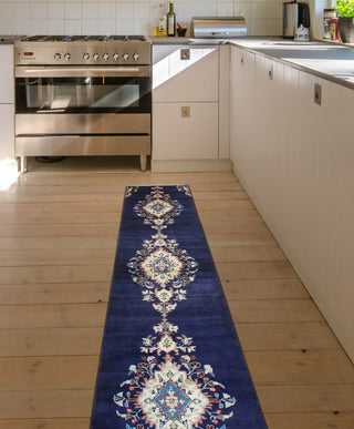 Fine Vintage Distressed Jaden Navy/Ivory Runner, 2'3 x 13'3