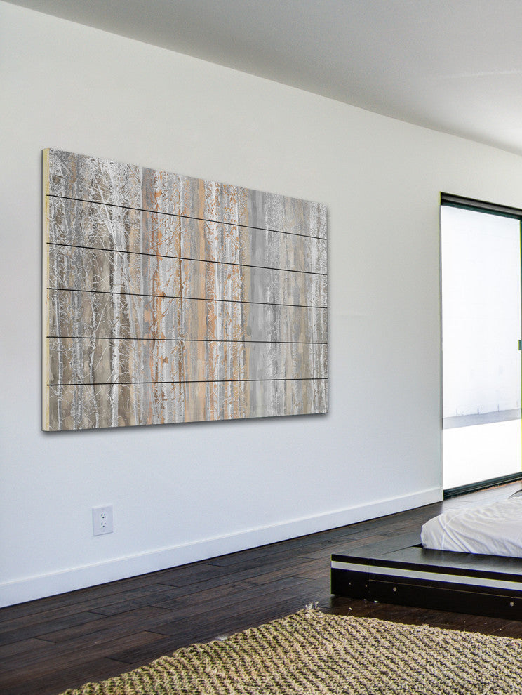 "Aspen Forest 1" UV Ink Print on White Wood, 45"x30"