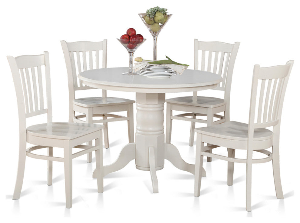 5 Pc Small Kitchen Table And Chairs Set -Round Table And 4 Kitchen Chairs