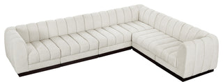 Quinn Chenille Upholstered 6-Piece L-Shaped Modular Sectional, Cream