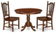 3Pc Round 42"Dining Table And 2 Wood Seat Dining Chairs