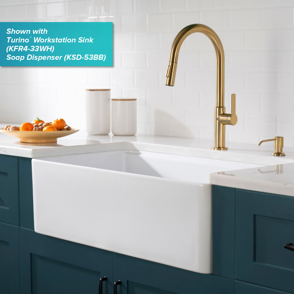 Oletto Pull-Down 1-Hole Kitchen Faucet, Brushed Brass, Model Kpf-2820bb