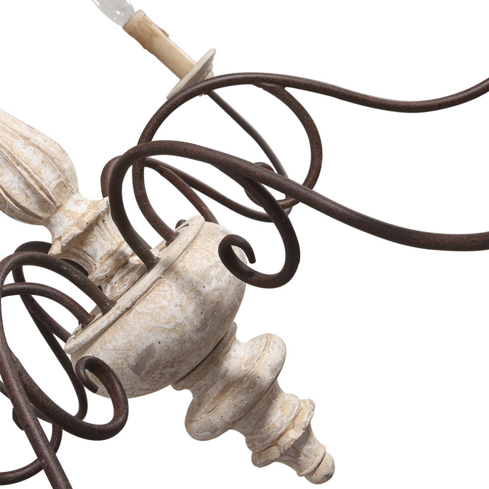 6-Light Weathered Wood Candle Style Chandelier