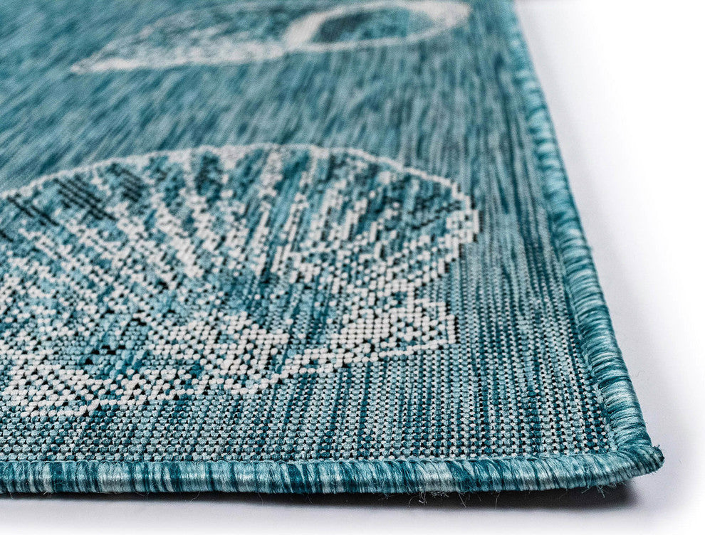 Carmel Shells Indoor/Outdoor Rug, Aqua, 3'3"x4'11"