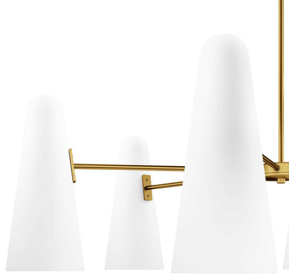 Beacon 6-Light Chandelier, Opal Satin Brass