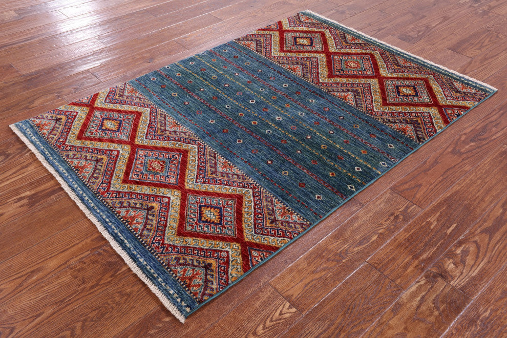 3' 5" X 5' 0" Khorjin Super Kazak Hand-Knotted Wool Rug Q11069