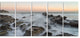 "Rocky Beach With White Waters" Modern Seashore Canvas Art, 5 Panels, 60"x28"