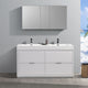 Valencia 60" Glossy White Free Standing Double Sink Vanity, Faucet FFT9161BN