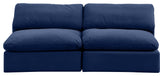 Comfy Upholstered Modular Sofa, Navy, 2-Piece: 2 Armless Chair, Velvet