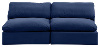 Comfy Upholstered Modular Sofa, Navy, 2-Piece: 2 Armless Chair, Velvet