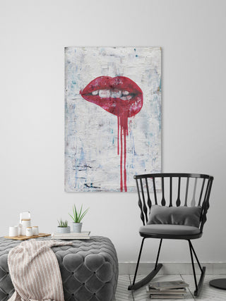 "Tainted Lips" Painting Print on Wrapped Canvas, 24"x36"