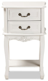 Gabrielle Traditional Provincial White-Finished 2-Drawer Wood End Table