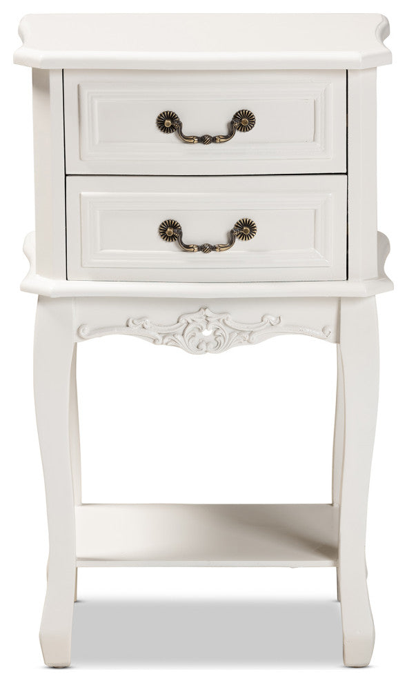 Gabrielle Traditional Provincial White-Finished 2-Drawer Wood End Table