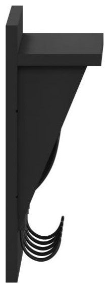 Daly Wall Mounted Solid Pine Wood Storage Rack With Upper Shelf and 5 Hooks, Black