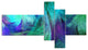 Green Fractal Abstract Pattern, Abstract Art on Canvas, 60"x32", 5 panels