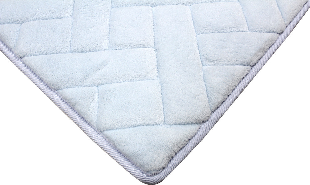 Fabbrica Home Memory Foam Accent Rug, Herringbone, Sky Blue