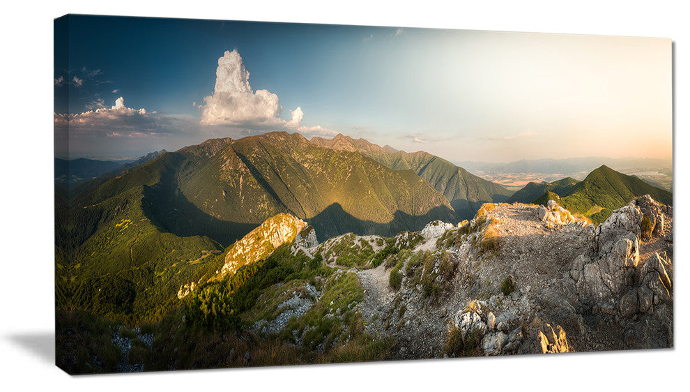 "Rocky Green Mountains" Panorama Landscape Wall Art, 32"x16"