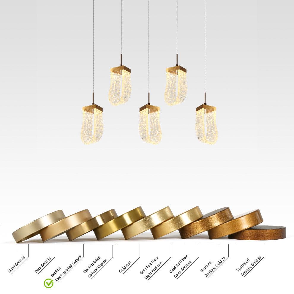 LNC Aeyilana 5-Light 28" Modern Cluster Loop LED Kitchen Island Light, Gold