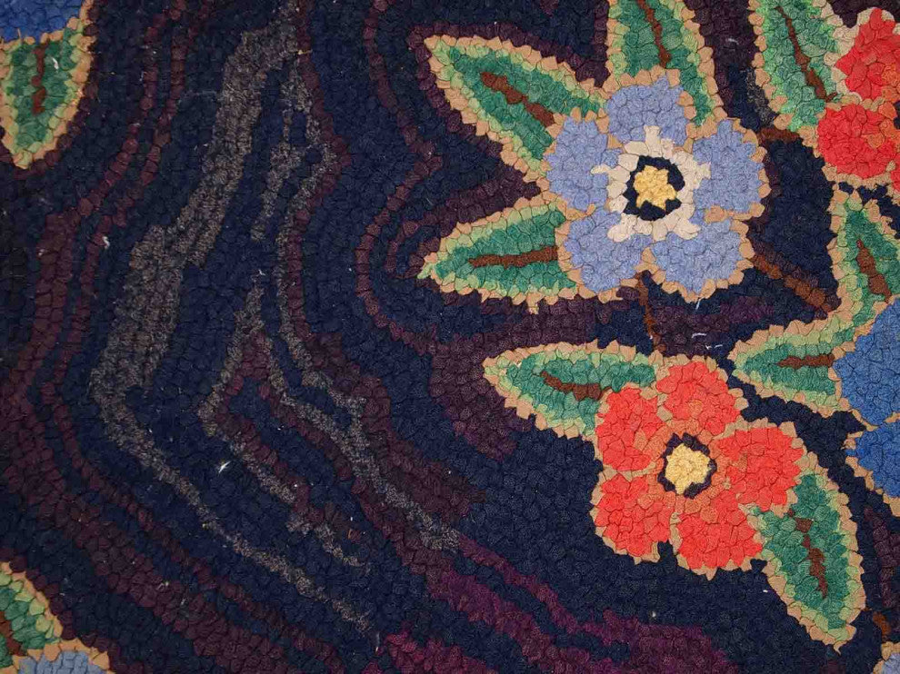 Handmade Antique American Hooked Rug, 3.4'x5.4', 103cmx166cm 1920s