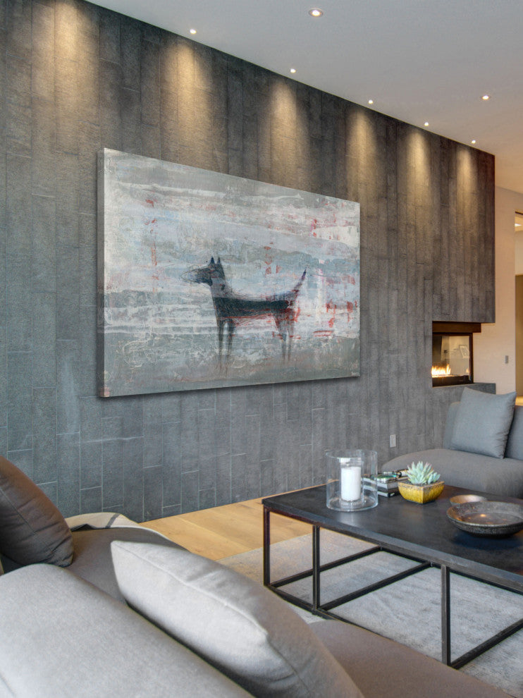 "Dark Dog" Painting Print on Wrapped Canvas, 30"x20"