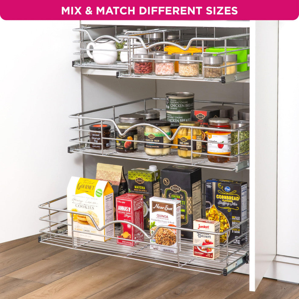 TARTO Heavy-Duty Pull Out Cabinet Organizer - Pantry Drawer Slide Out Caddy, 26"x21"