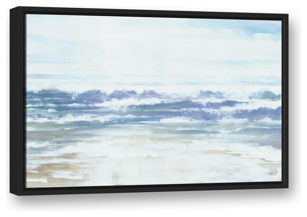 Blue Beach Waves 20x30 Black Floating Framed Canvas