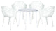 Leisuremod Devon 5-Piece Aluminum Dining Set With Table and 4 Armchairs, White