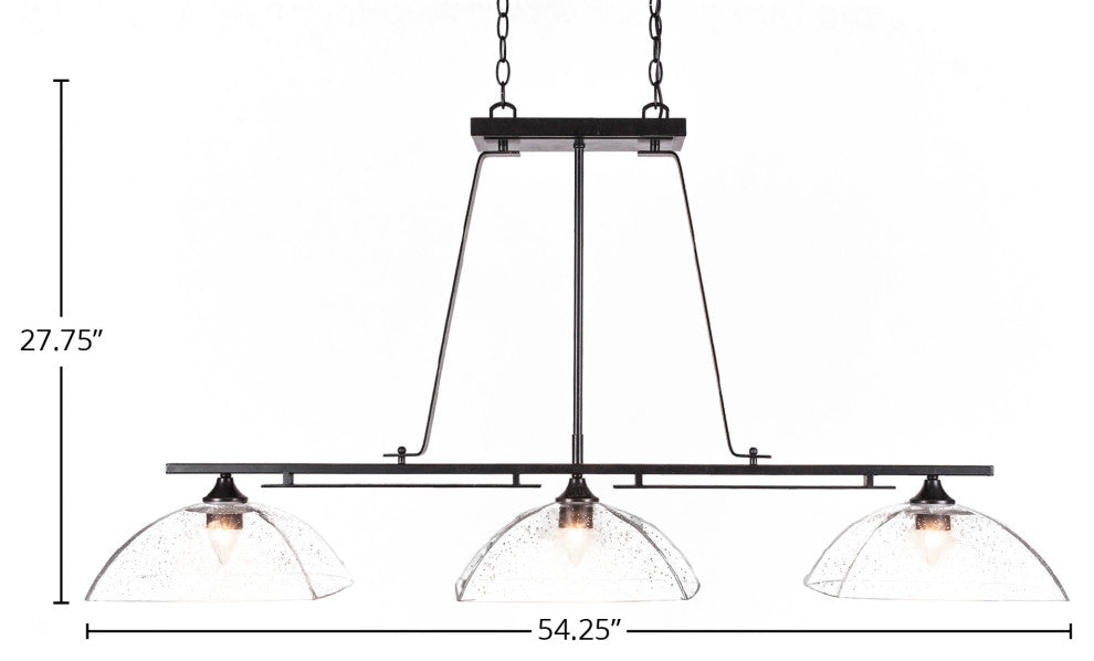 Uptowne 3-Light Bar, Dark Granite/Clear Bubble
