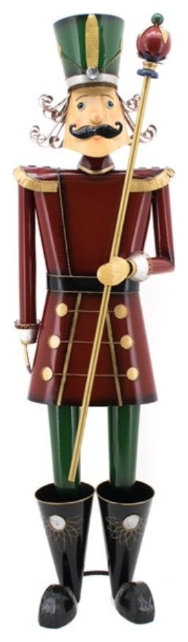 Iron Christmas Burgundy Nutcracker Henry Holding Baton