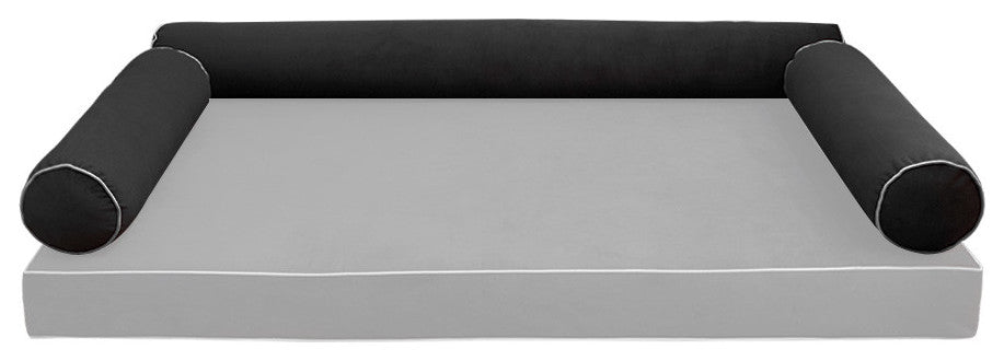 STYLE V6 TwinXL Velvet ContrastPipe Indoor Daybed Bolster Pillow|CoverOnly|AD350