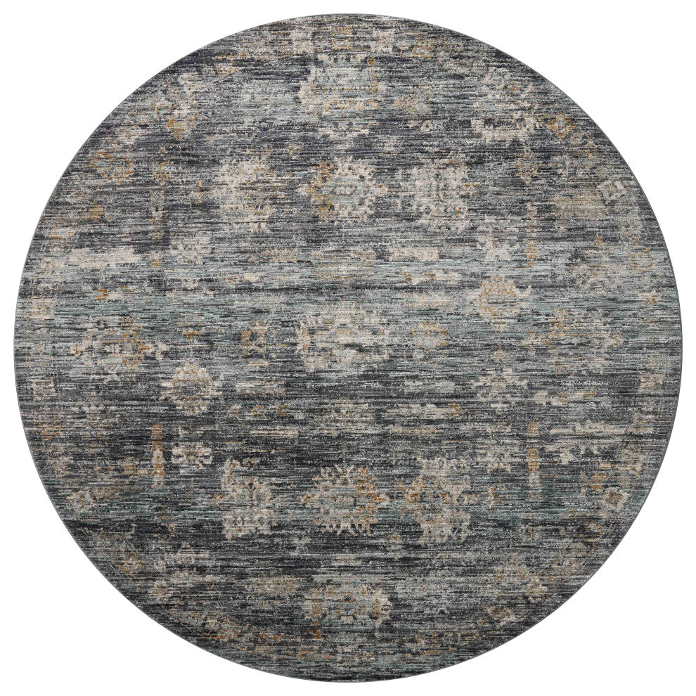 Jean Stoffer x Loloi Katherine Ink / Jade 7'-10" x 7'-10" Round Area Rug