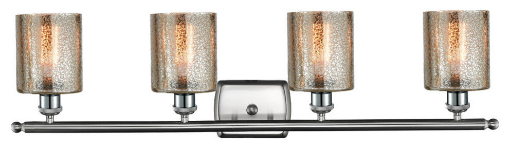 Cobbleskill 4-Light Bath Fixture, Mercury Glass, Satin Brush Nickel