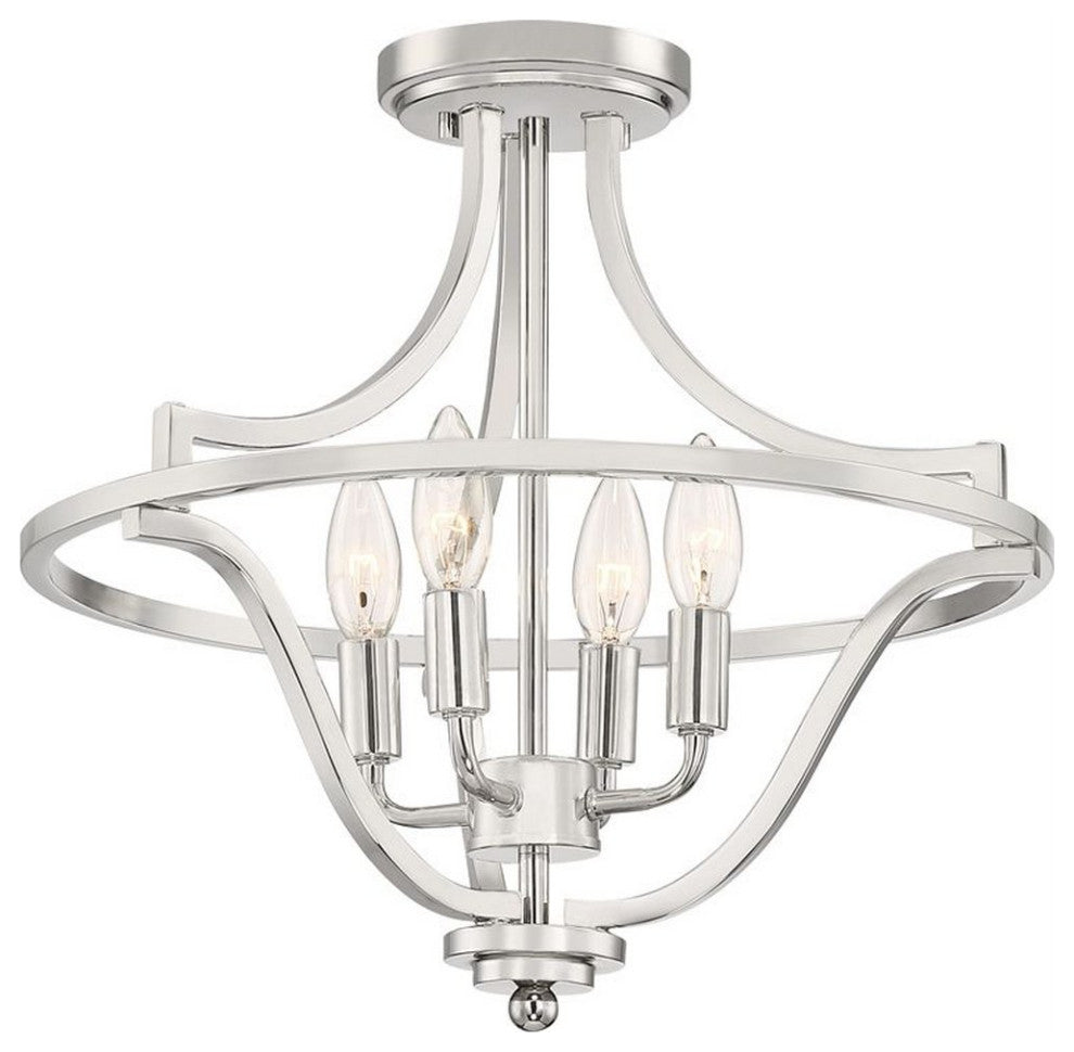 Quoizel QF5119WS Four Light Semi-Flush Mount, Weathered Brass Finish