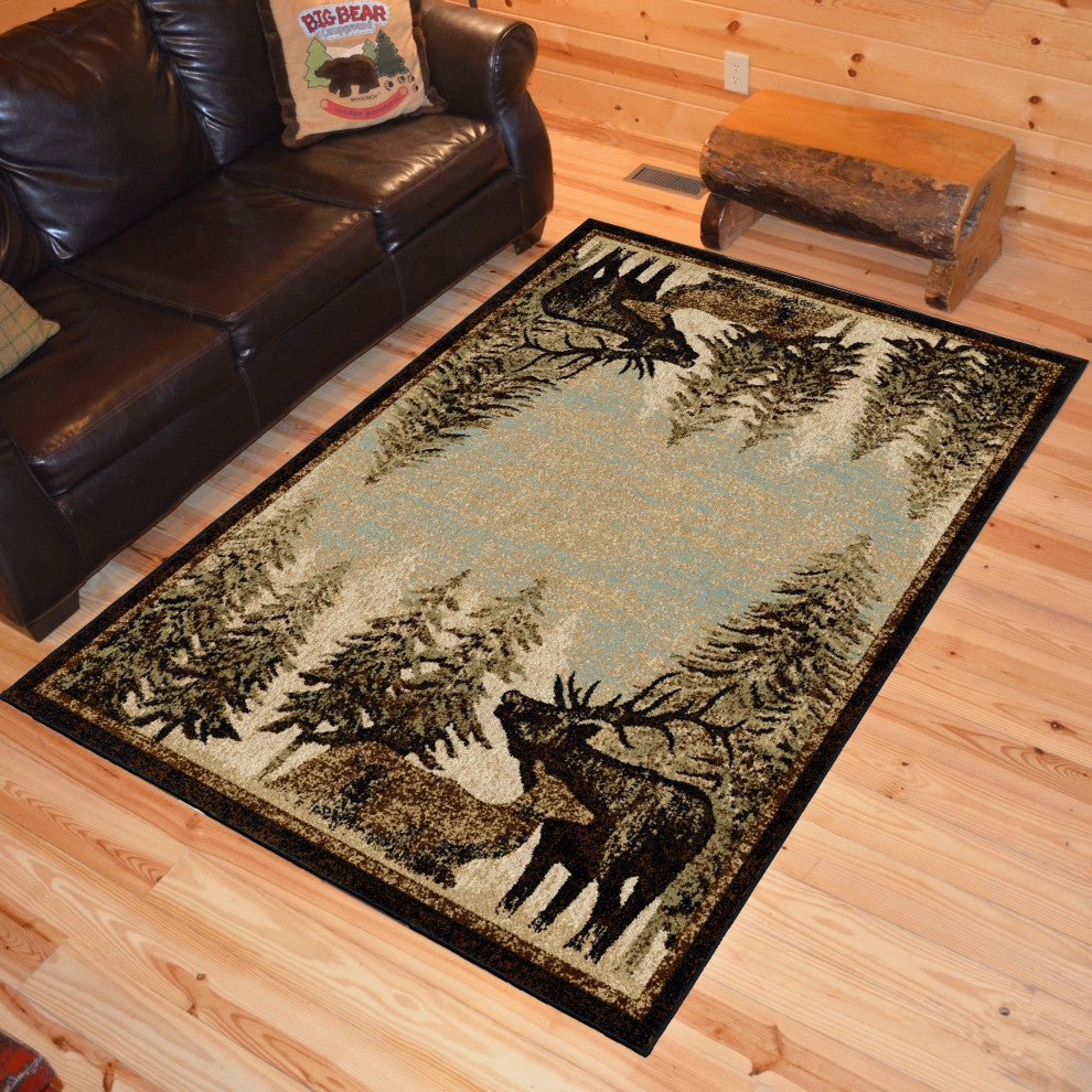Lodge King Timberland Multi Lodge Area Rug, 7'10"x9'10"