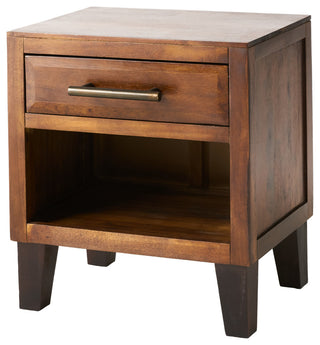 GDF Studio Glendora Brown Mahogany Solid Wood Single Drawer End Table Nightstand