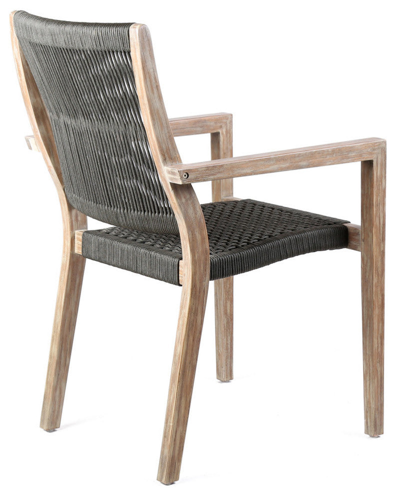 Madsen Outdoor Patio Charcoal Rope Arm Chair, Set of 2, Natural